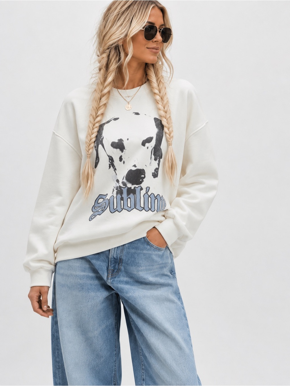 NWT SUBLIME DALMATIAN OVERSIZED PRINTED SWEATSHIRT